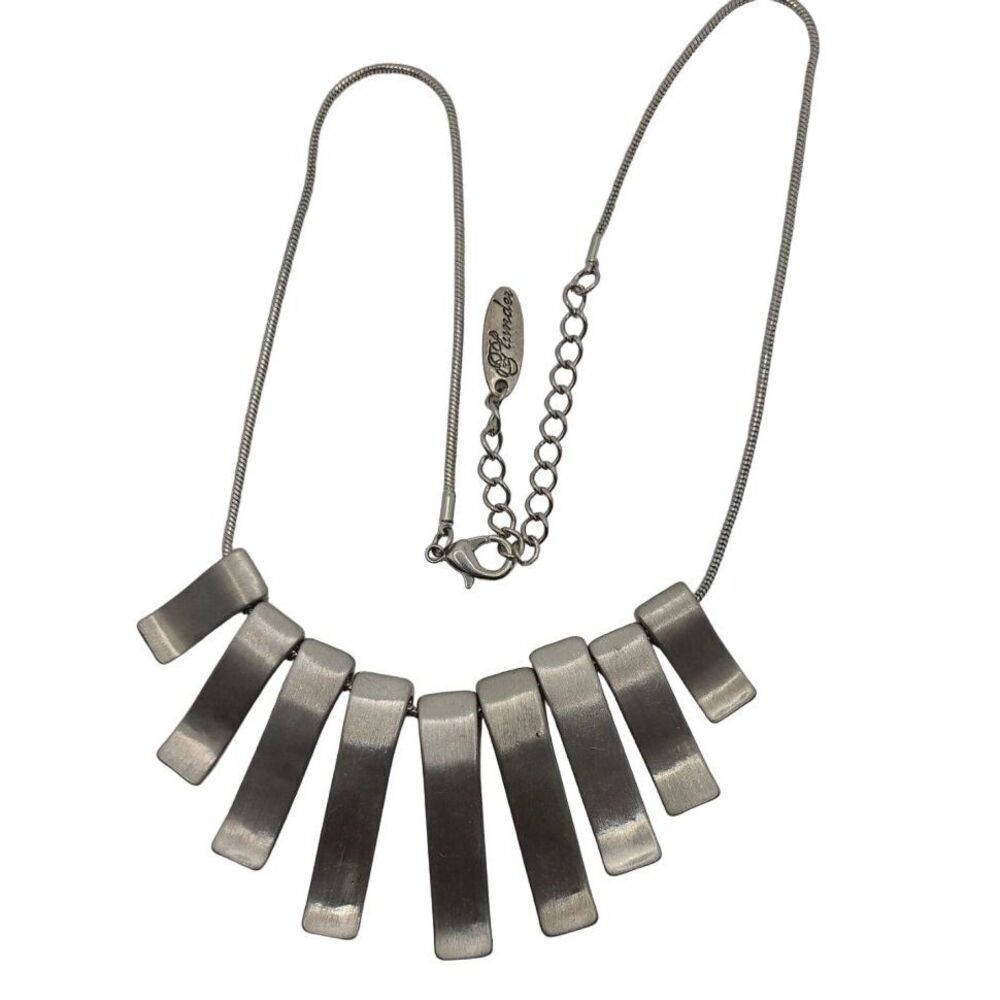 Paparazzi Plunder Silver Tone Geometric Bar Statement Necklace Fashion Jewelry